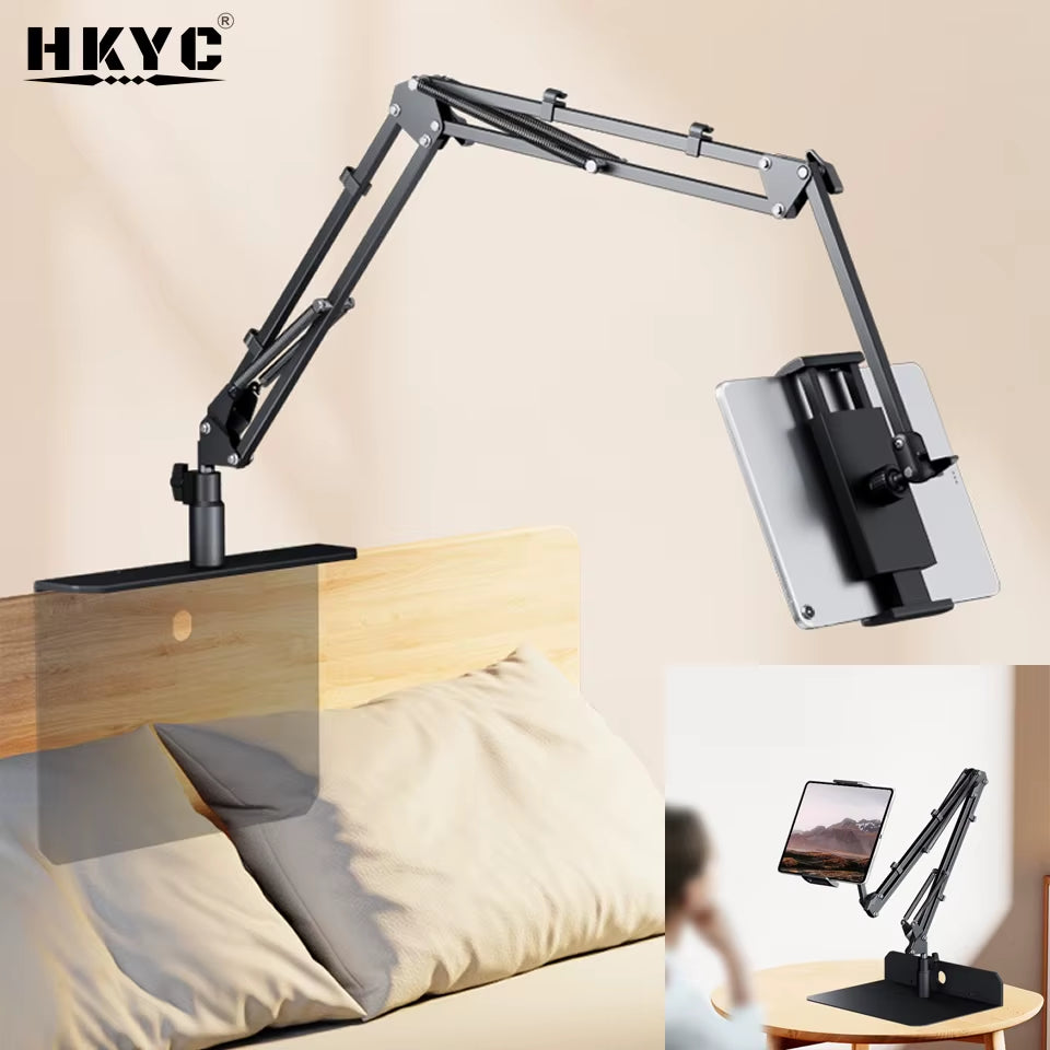 360-Degree Adjustable Tablet Stand for Mobile Phones and Tablets (4 to 12.9 Inches) - Lazy Arm Bed and Desk Mount Holder