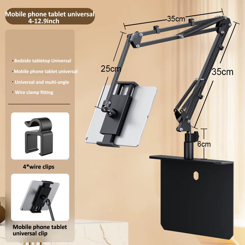 360-Degree Adjustable Tablet Stand for Mobile Phones and Tablets (4 to 12.9 Inches) - Lazy Arm Bed and Desk Mount Holder