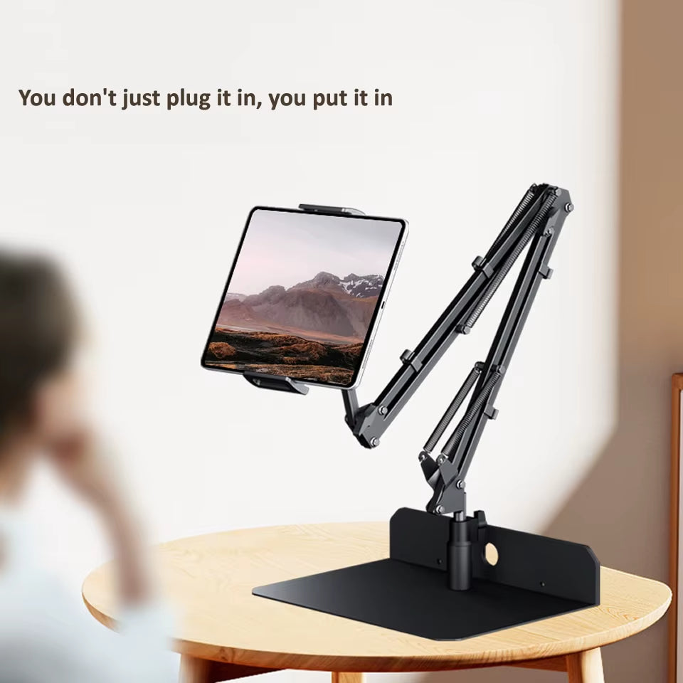 360-Degree Adjustable Tablet Stand for Mobile Phones and Tablets (4 to 12.9 Inches) - Lazy Arm Bed and Desk Mount Holder